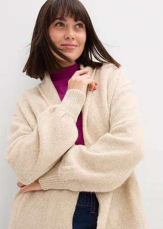 Gilet long en maille poilue • sable clair • Boutique bonprix