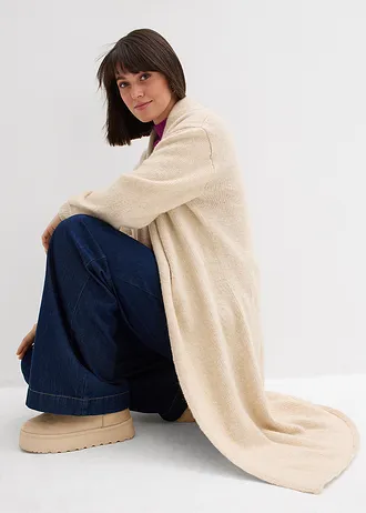 Gilet long en maille poilue • sable clair • Boutique bonprix