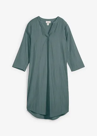 Tuniekjurk met structuureffect in een soepele viscosemix, Kleur: eucalyptusgroen