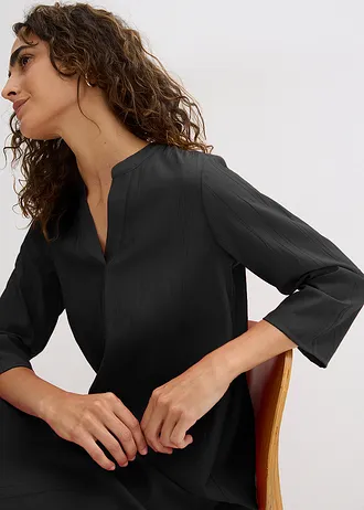 Robe-tunique texturée en viscose majoritaire • noir • Boutique bonprix