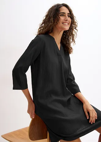 Robe-tunique texturée en viscose majoritaire • noir • Boutique bonprix