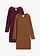 Rochie din jerse care urmărește linia corpului (set/2 buc.), culoare: maro-piment/roșu vineriu