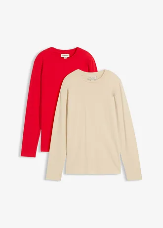 Longsleeve van puur biologisch katoen (set van 2), slim fit