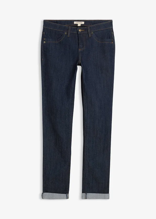 Strečové džíny Straight, Mid Waist • sytě modrý denim unwashed • bonprix obchod