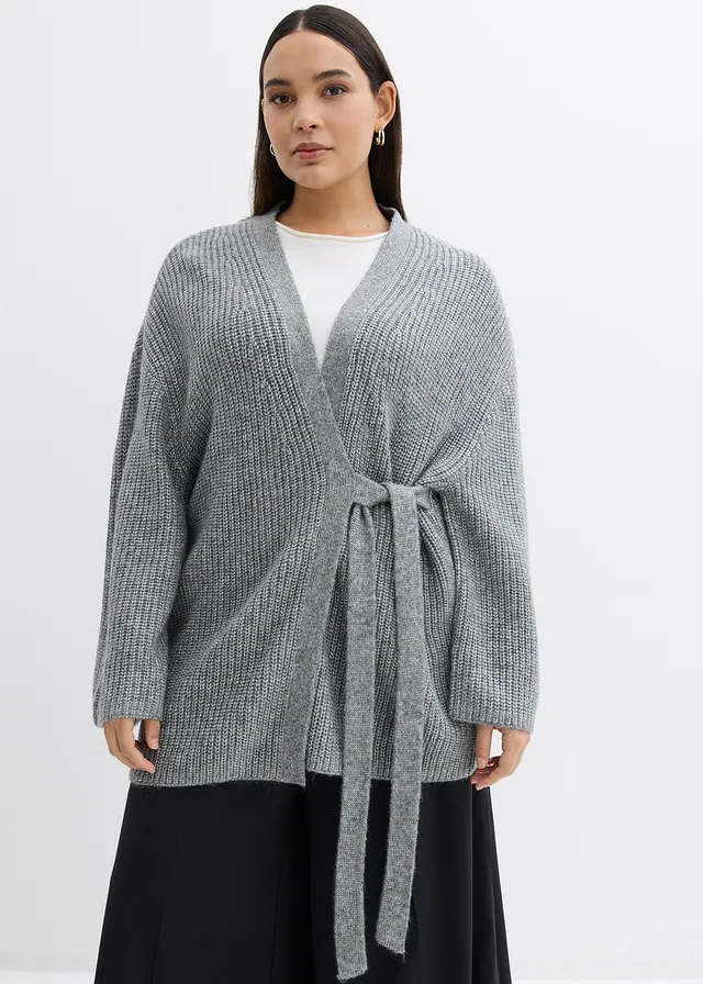 Gilet cache-cœur oversize, Couleur: gris chiné