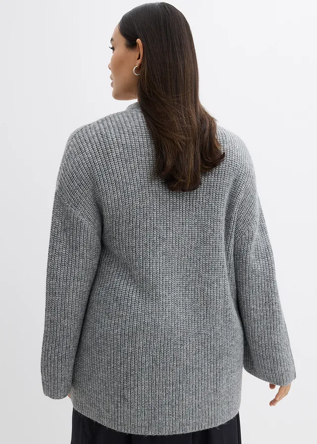 Gilet cache-cœur oversize, Couleur: gris chiné