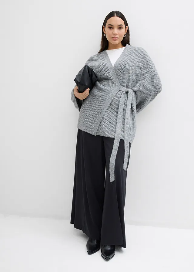 Gilet cache-cœur oversize, Couleur: gris chiné