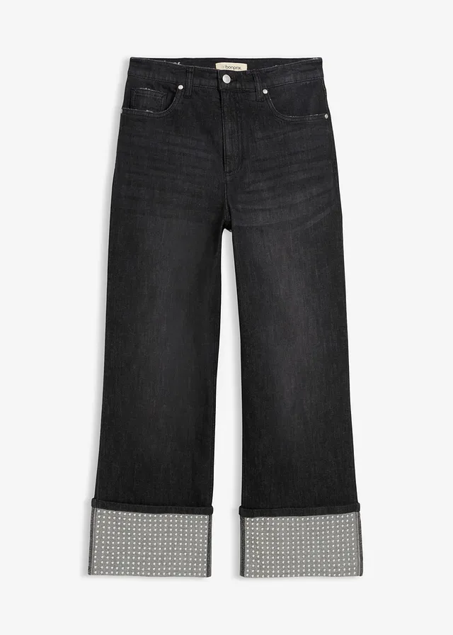 Straight jeans high waist met turn up