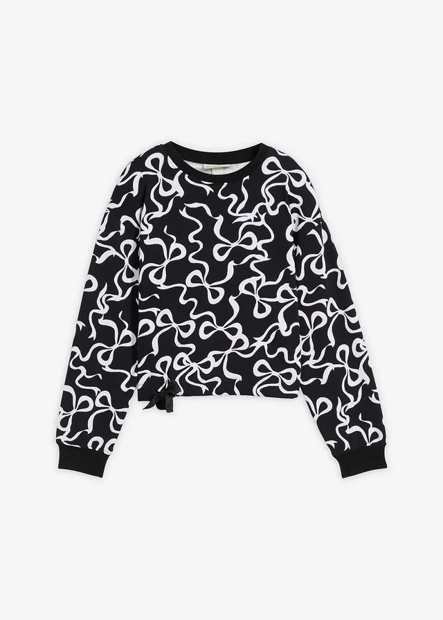 Bluza z czystej bawełny organicznej, kolor: czarno-biały z nadrukiem
