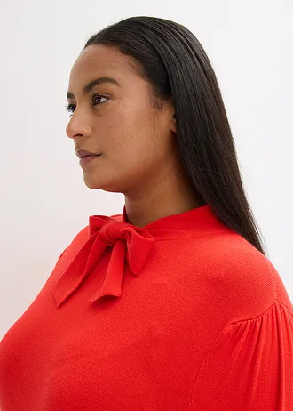 Jemne pletený pulóver z jemného viskózového mixu • červená plus size • obchod bonprix