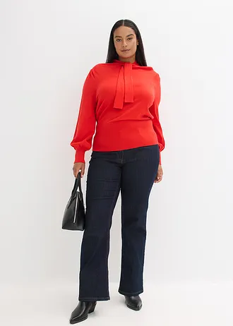 Jemne pletený pulóver z jemného viskózového mixu • červená plus size • obchod bonprix