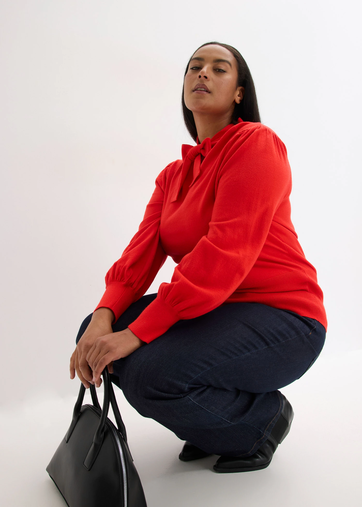 Jemne pletený pulóver z jemného viskózového mixu • červená plus size • obchod bonprix