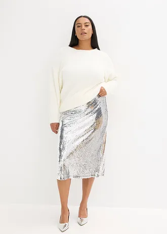 Pull long en maille poilue douce, Couleur: ecru