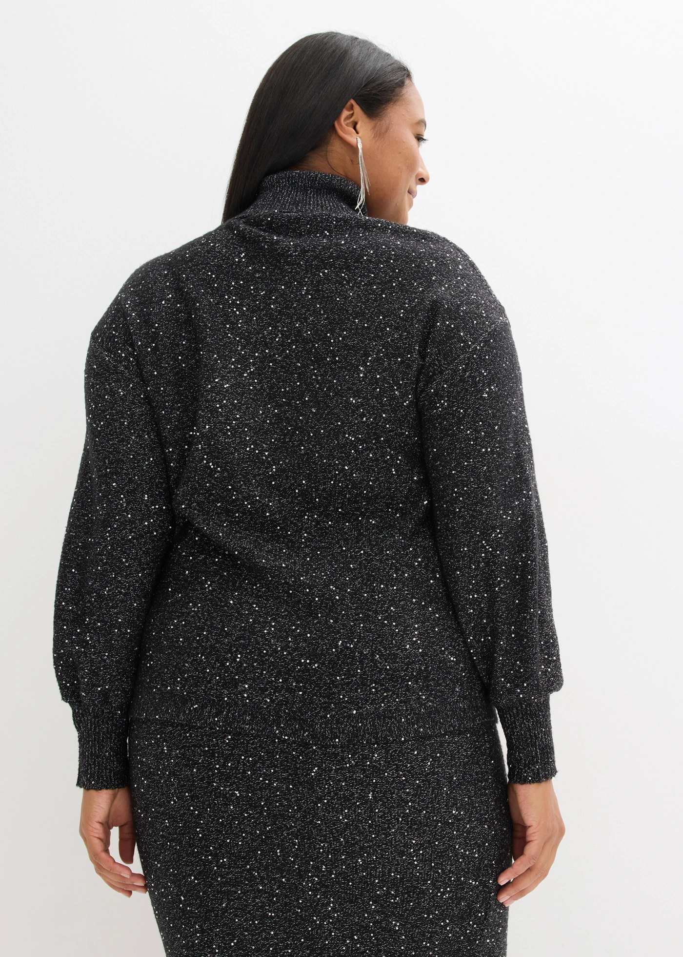 Trui met pailletten • bruin plus size • bonprix online shop