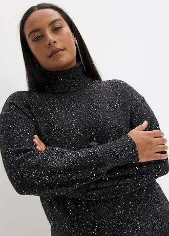 Trui met pailletten • bruin plus size • bonprix online shop