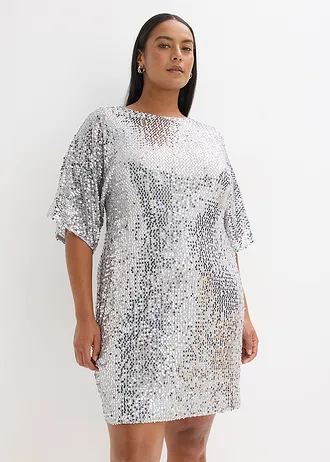 Robe à sequins et détail nœud, Couleur: argenté