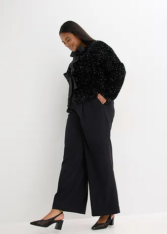 Kort jasje met pailletten, Kleur: zwart