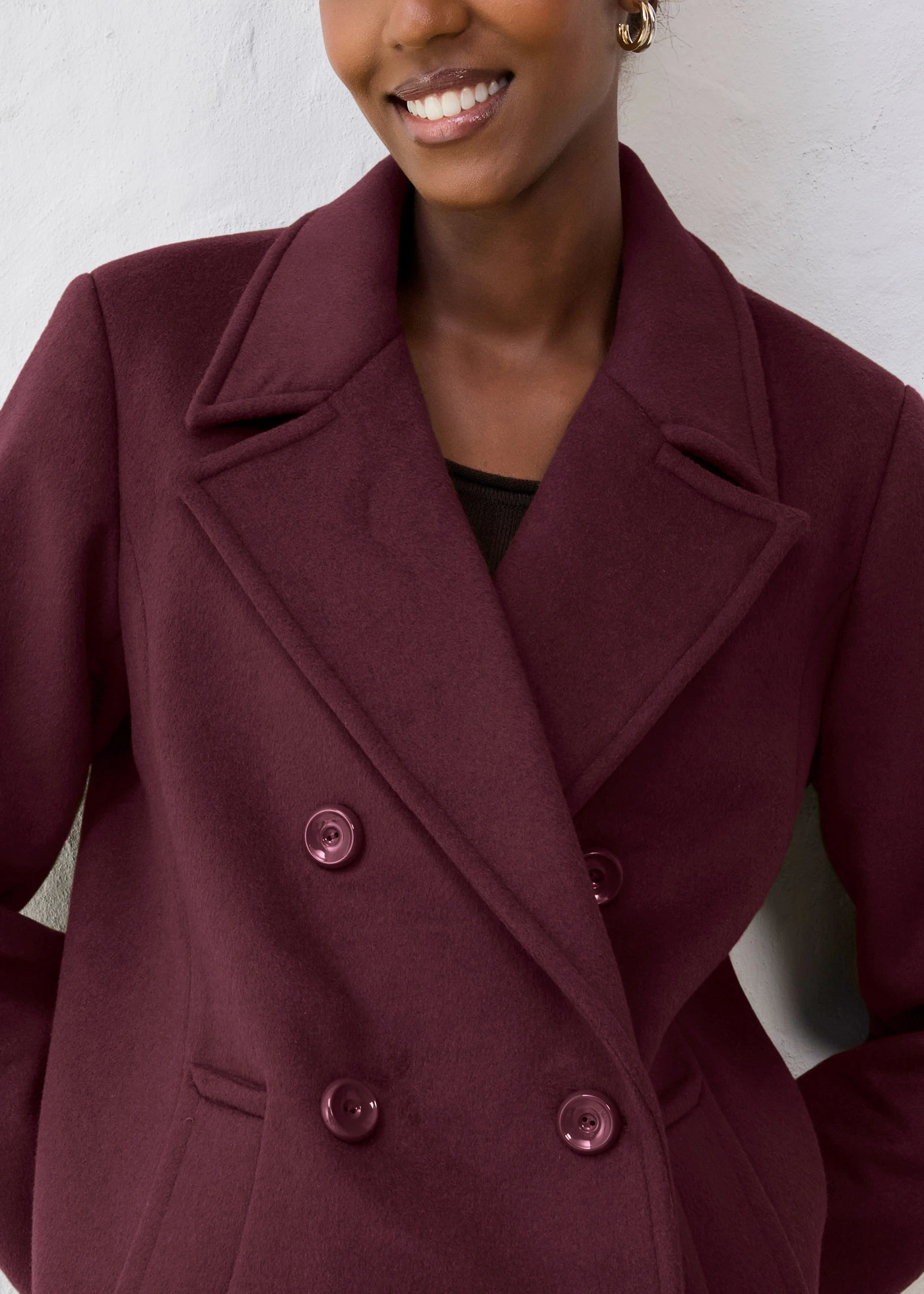 Peacoat van wol • wijnrood • bonprix online shop
