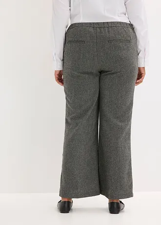 Bootcut nadrág tweed megjelenésben, szín: fekete/gyapjúfehér melírozott