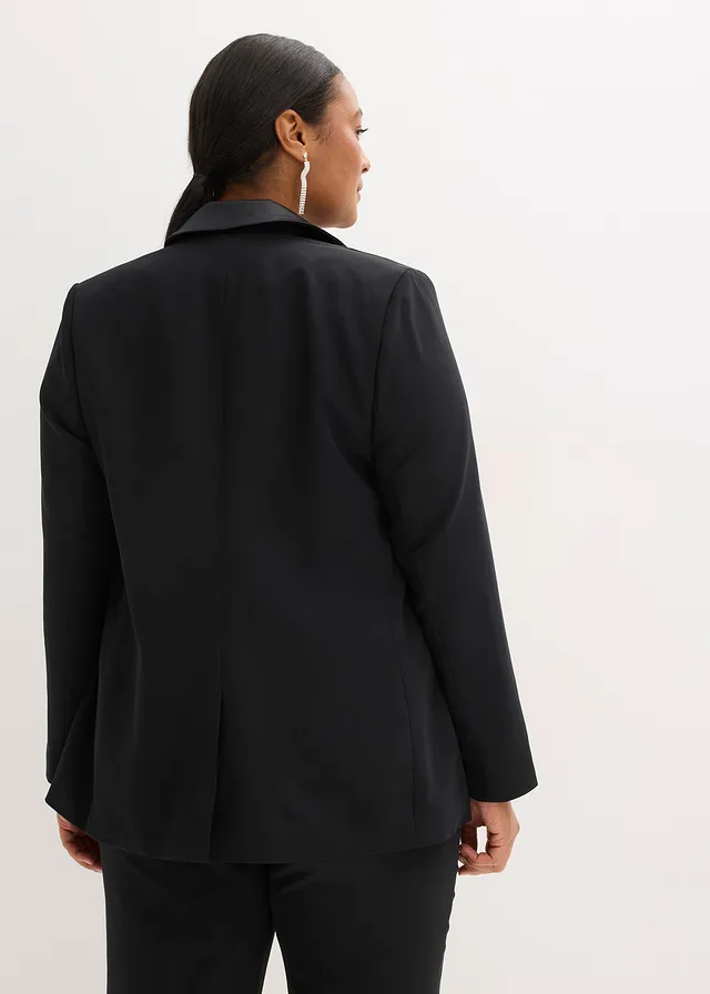 Blazer met sierknopen, Kleur: zwart