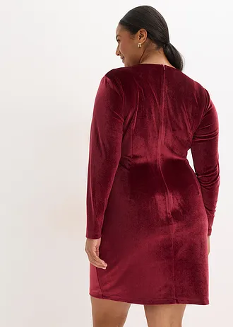 Minišaty z lesklého sametu, barva: rubínově červená