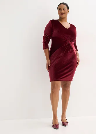 Minišaty z lesklého sametu, barva: rubínově červená