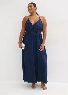 Jurk met spaghettibandjes, Kleur: donkerblauw