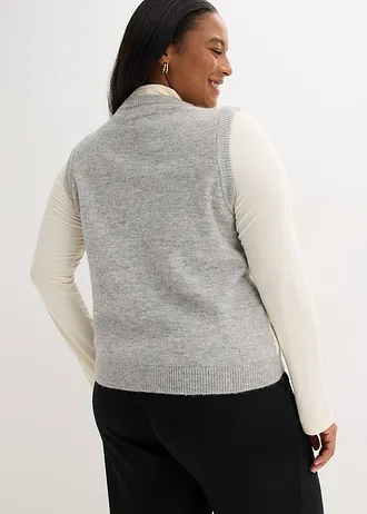 Spencer, Kleur: grijs gemêleerd/crèmewit/bladgroen/lichtgrijs  grafische print