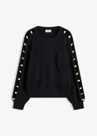 Sweter z metalowymi perełkami • czarny • sklep bonprix