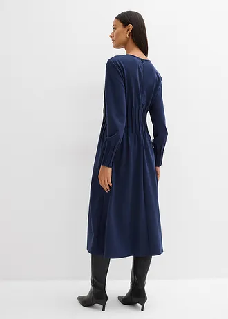 Robe confortable avec plis décoratifs, Couleur: bleu foncé