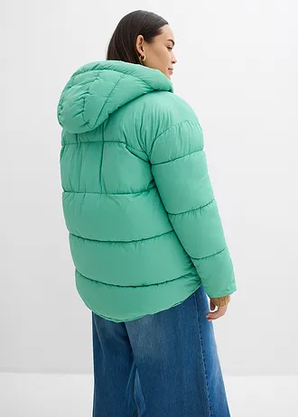 Oversized puffer jacket, Kleur: parelgroen