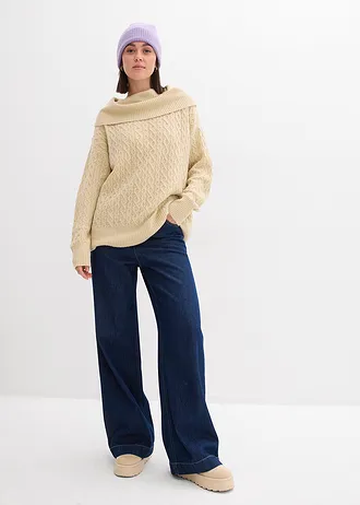 Pulover cu model cu torsade • bej nisipiu mat • magazin bonprix