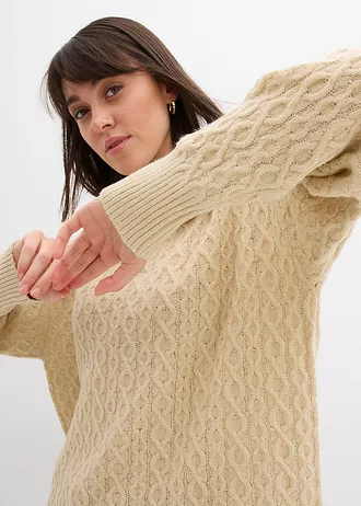 Pull à motif torsadé • sable clair • Boutique bonprix