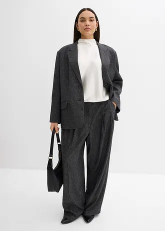 Oversized blazer van een fijne viscose-mix, Kleur: grijs gemêleerd