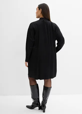 Jurk in een viscosemix, Kleur: zwart