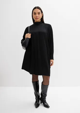 Jurk in een viscosemix, Kleur: zwart