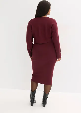 Gebreide jurk en shirt (2-dlg. set), Kleur: esdoornrood