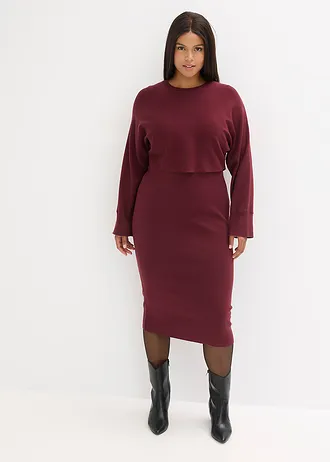 Gebreide jurk en shirt (2-dlg. set), Kleur: esdoornrood