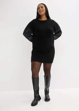 Pletené šaty se třpytivým efektem, barva: černá /stříbrná