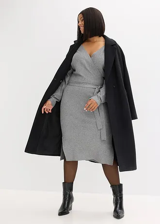 Robe fluide en maille de viscose mélangée, Couleur: gris chiné