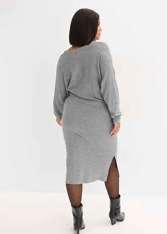 Robe fluide en maille de viscose mélangée, Couleur: gris chiné