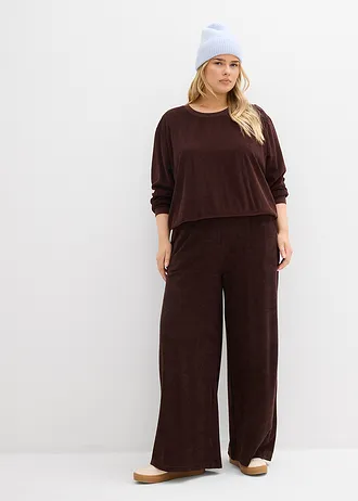 Mikina z měkkého froté, barva: tmavě hnědá