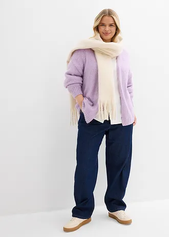 Oversized grof gebreid vest, Kleur: zacht lila