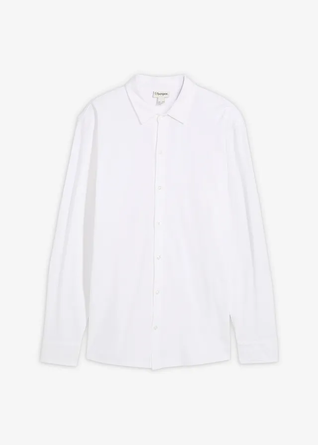 Super stretch overhemd van katoen-piqué, slim fit