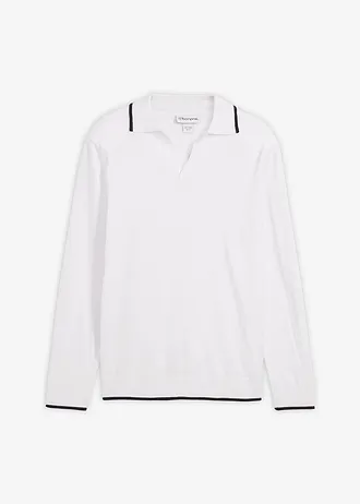 Pulover din tricotaj fin cu detalii contrast • ecru • magazin bonprix