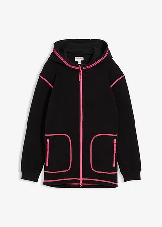 Veste polaire douce à poches zippées • noir-rose fluo • Boutique bonprix