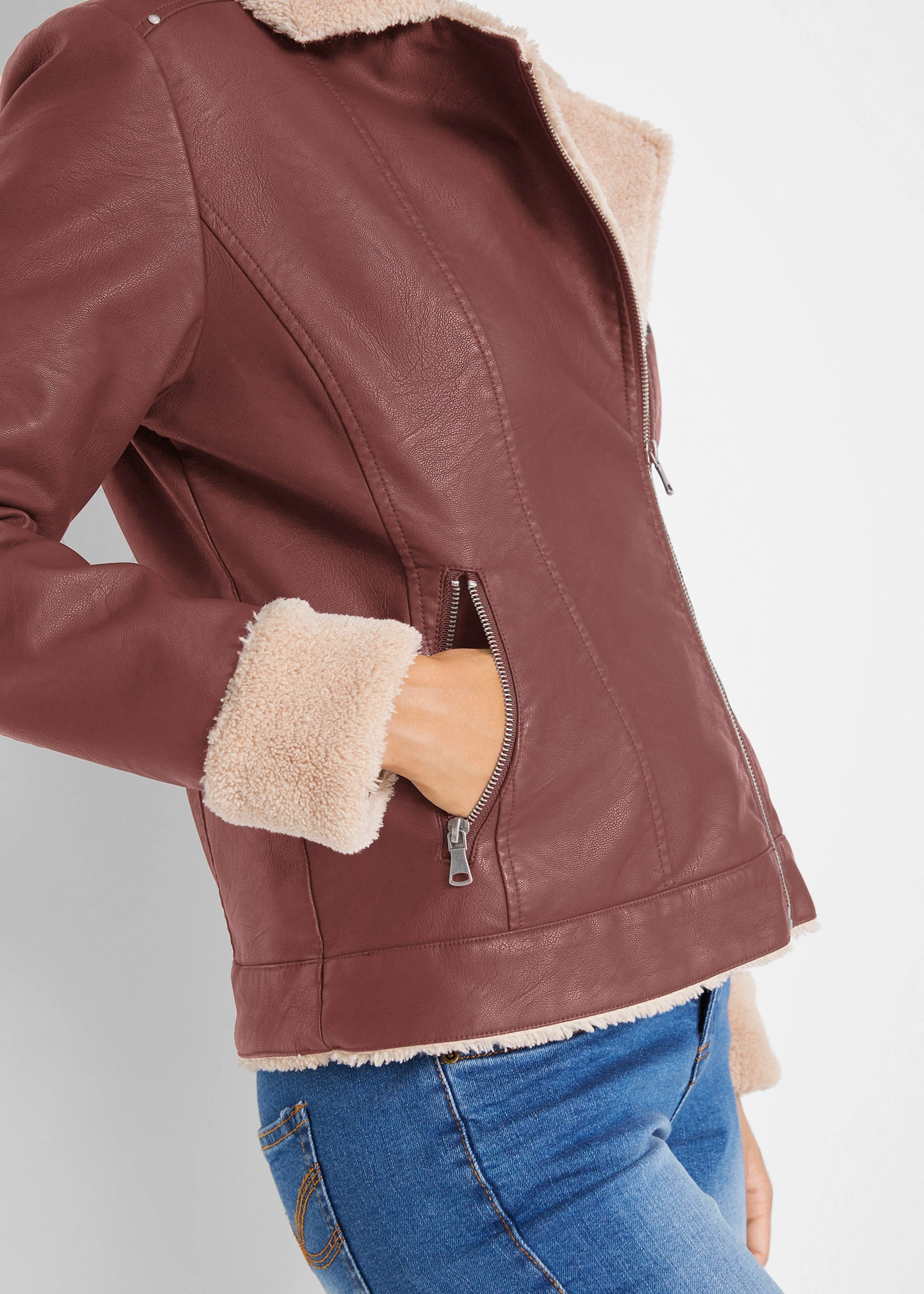 Imitatieleren jas, gevoerd • koffiebruin • bonprix online shop