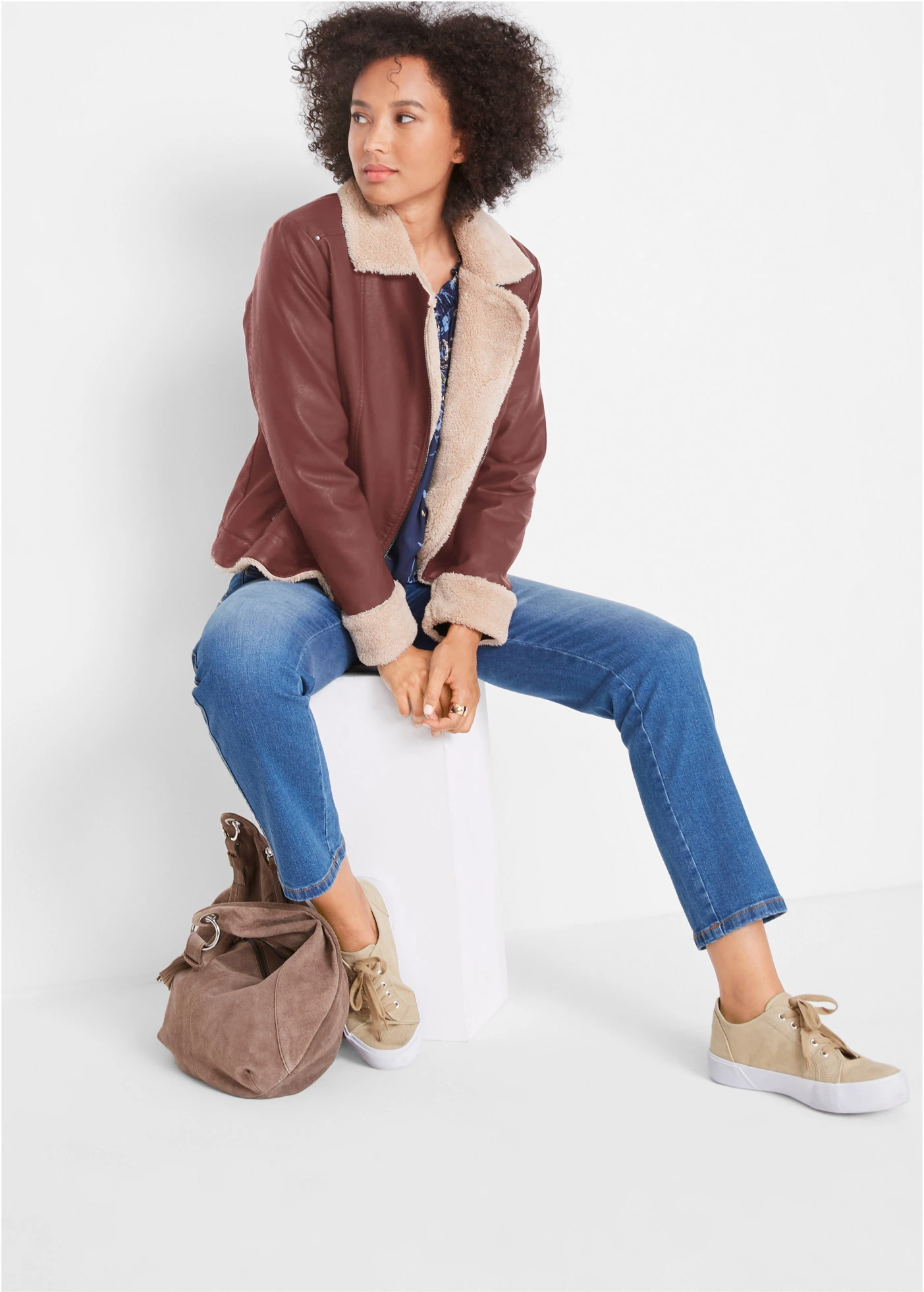 Veste enduite et doublée • café • Boutique bonprix