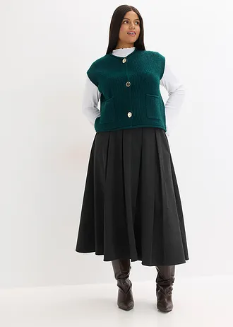 Pletená vesta s dekoratívnymi gombičkami, farba: tmavopetrolejová