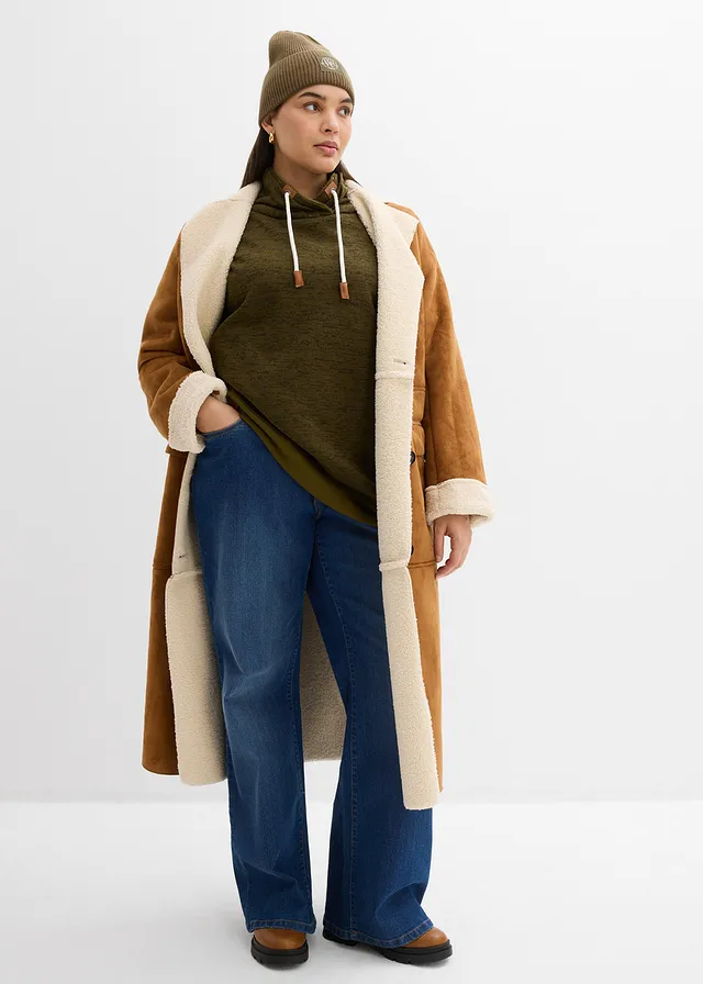 Sweat-shirt long, Couleur: olive chiné